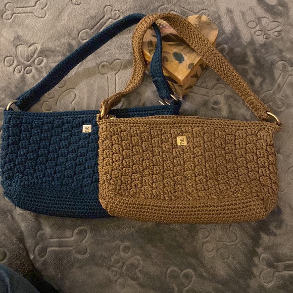 Lina Handbags - Lina bundle/2 crocheted bags purses tan brown handles